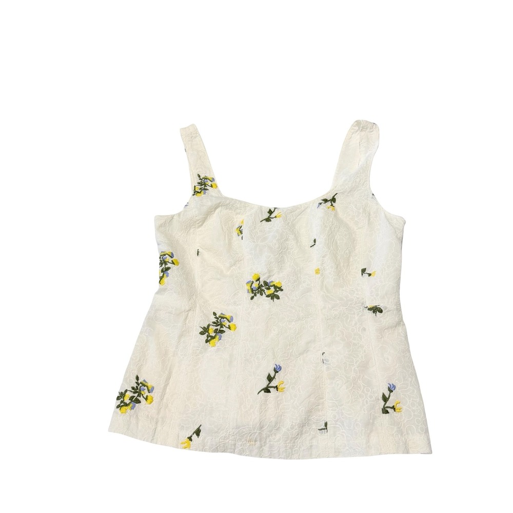 Vanessa Virginia Anthropologie Floral Embroidered Eyelet Lace-Upโ Tank Top